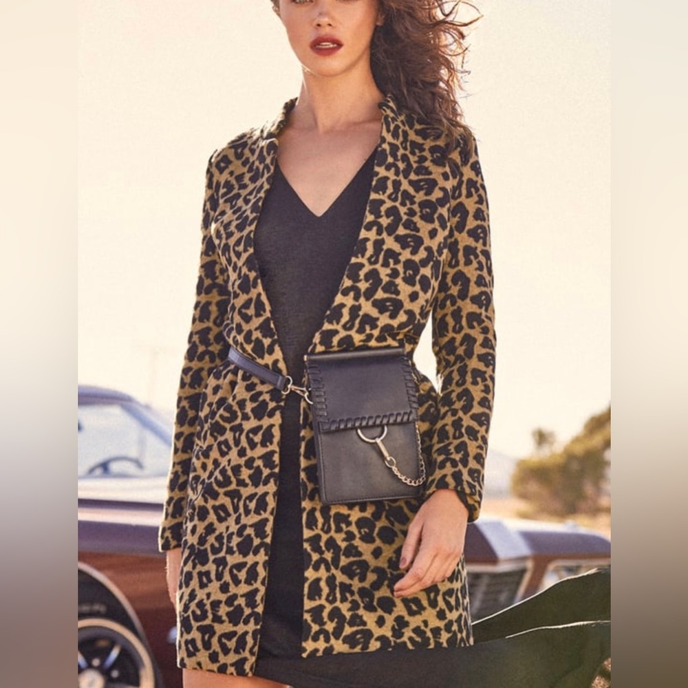 Lulus medium Leopard wool coat with pockets